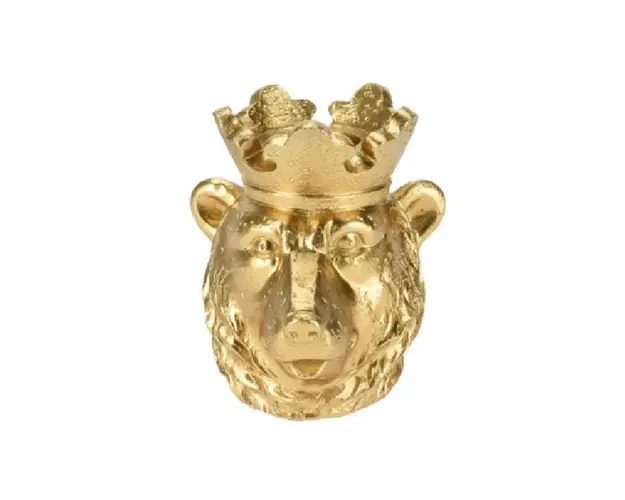 Suport pentru lumanare Bear, 7.7x7.2x8.2 cm, poliston, auriu