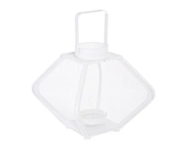 Suport pentru lumanare, Bizzotto, Rhombus, 30.5 x 30.5 x 29.5 metal/bambus/sticla, alb