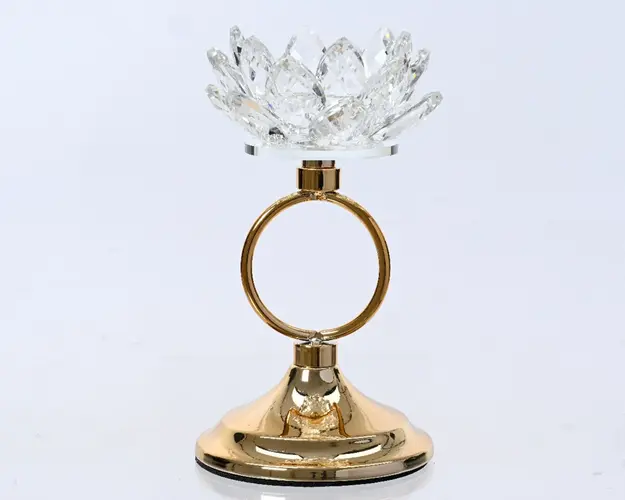 Suport pentru lumanare Classic, Decoris, 11x19 cm, sticla, auriu