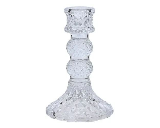 Suport pentru lumanare Classic, Decoris, 8x12 cm, sticla, gri