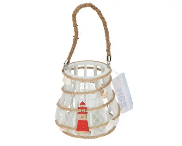 Suport pentru lumanare Lighthouse, 14x26 cm, lemn/sticla, alb