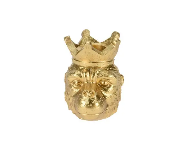 Suport pentru lumanare Monkey, 7.7x7.2x8.2 cm, poliston, auriu