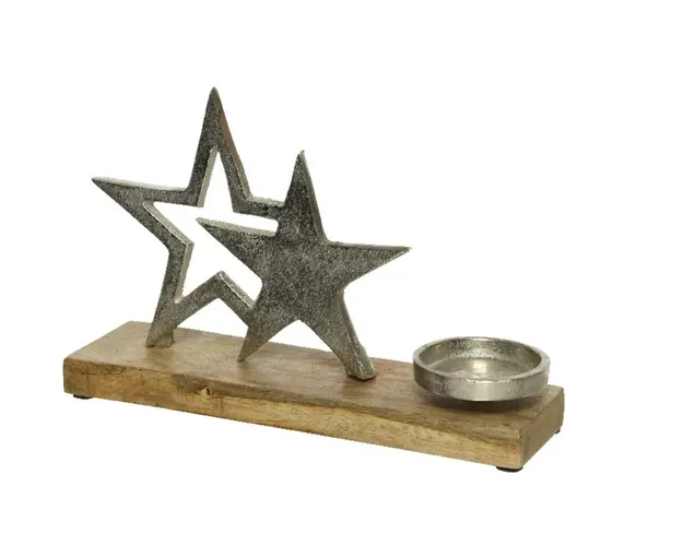 Suport pentru lumanare Star, Decoris, 27x7x17 cm, aluminiu