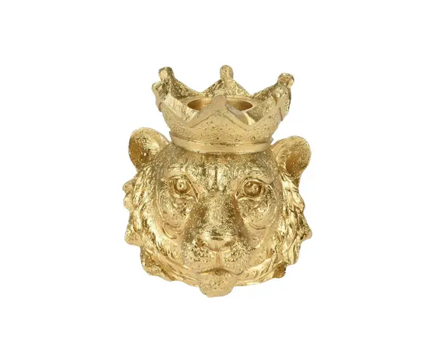 Suport pentru lumanare Tiger, 7.7x7.2x8.2 cm, poliston, auriu