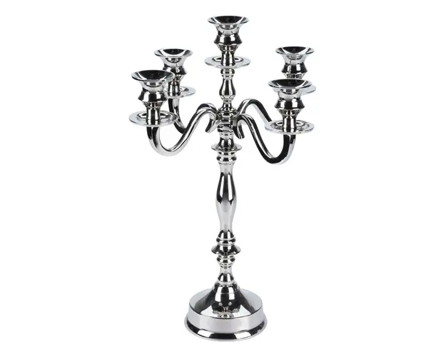 Suport pentru lumanari Clasic, H39.5 cm, aluminiu, argintiu