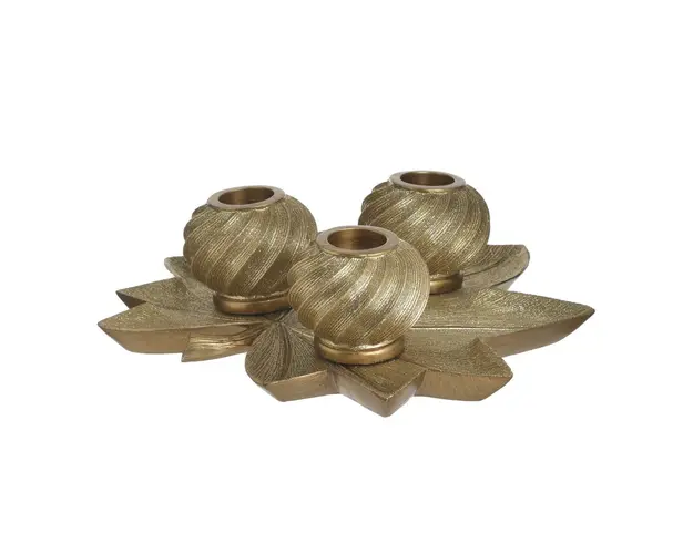 Suport pentru lumanari InArt, 3 lumanari, 36x35 cm, polirasina, auriu