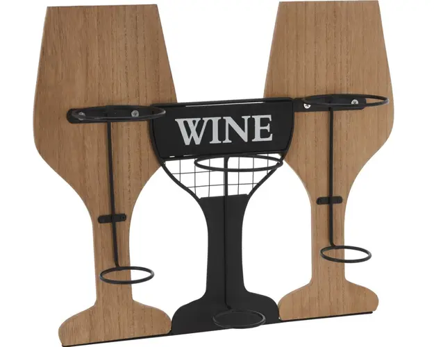 Suport pentru 3 sticle de vin, 39x11x35 cm, cu fixare pe perete, metal