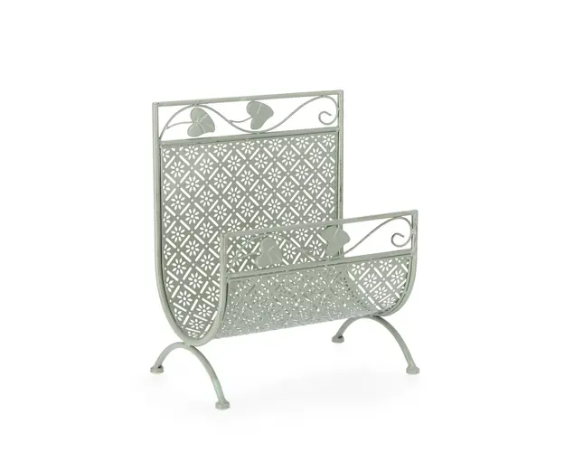 Suport pentru reviste Harriet, Bizzotto, 36 x 22 x 45 cm, otel, verde sage
