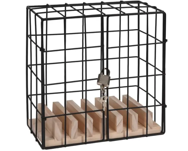 Suport pentru telefoane Cage, 19x11x19 cm, metal, negru