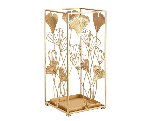 Suport pentru umbrele Gold Leaf, Mauro Ferretti, 22.5x22.5x48.5 cm, fier, auriu