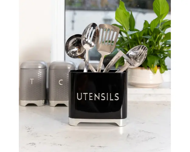 Suport pentru ustensile New Vintage, Mercury, 20x10x17.5 cm, metal, negru