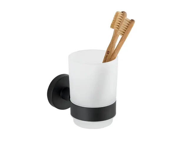 Suport periute si pasta de dinti cu suport de prindere Power-Loc® Bosio, Wenko, inox/sticla, alb/negru