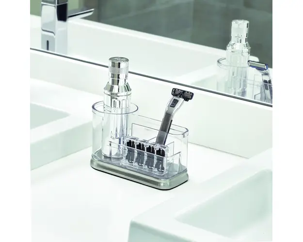 Suport periute si pasta de dinti Gina, iDesign, 18.5x8.5x11 cm, transparent