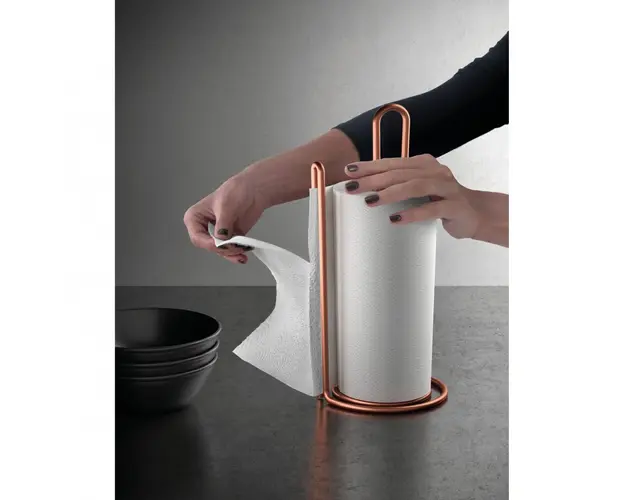 Suport prosoape de bucatarie Myroll Copper Metaltex, 15 x 32 cm, inox/invelis Polytherm, cupru