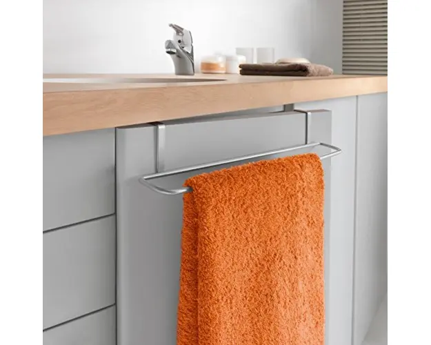 Suport prosoape pentru dulap Oasis, Metaltex, 7.5x38x11.8 cm, metal/ invelis din polytherm, argintiu