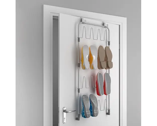Suport suspendabil pentru depozitarea pantofilor Metaltex, 45x5x103 cm, metal/invelis plastic, argintiu