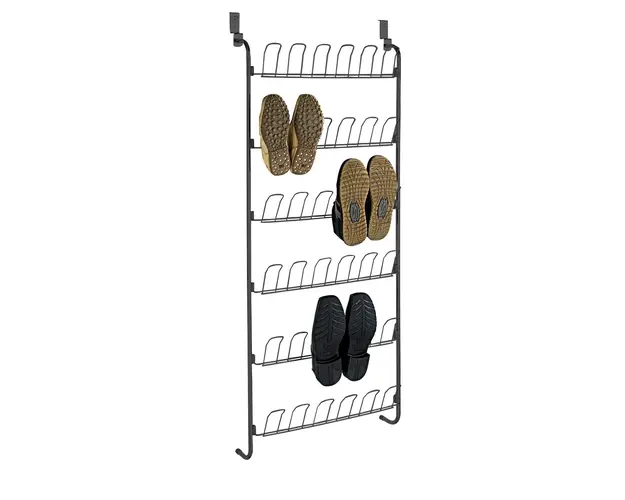 Suport suspendabil pentru incaltaminte, Wenko, 18 perechi, 59 x 151 x 14 cm, metal, negru