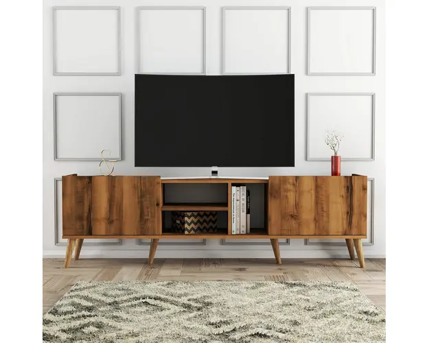 Comoda TV, Mezza, Lotus, 180x52x34 cm, Maro