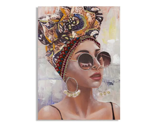 Tablou decorativ, Jennifer -A, Mauro Ferretti, 70 x 100 cm, canvas imprimat si pictat/lemn de pin, multicolor