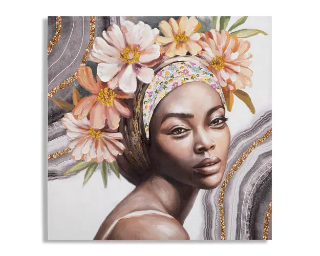 Tablou decorativ, Naomi -A, Mauro Ferretti, 100 x 100 cm, canvas imprimat si pictat/lemn de pin, multicolor