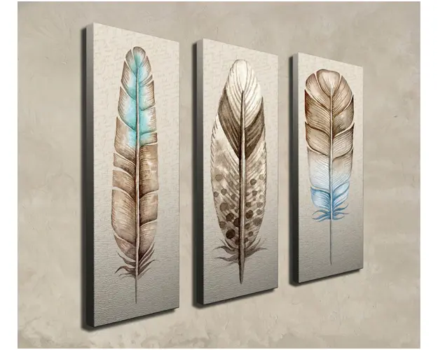 Set 3 tablouri decorative, CU08, Canvas, 20 x 70 cm, 3 piese, Multicolor