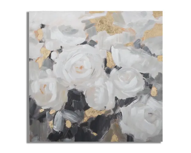 Tablou decorativ White Flower -B, Mauro Ferretti, 90x90 cm, canvas pictat manual