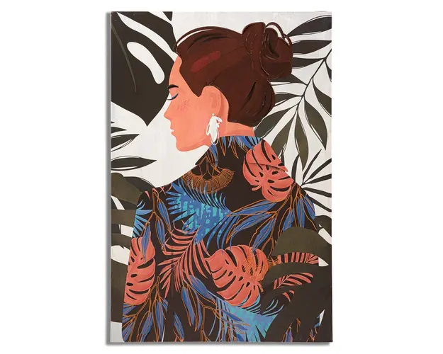 Tablou, Mauro Ferretti, Lady Jungle - B, 80 x 2.8 x 120 cm, lemn de pin/panza, multicolor