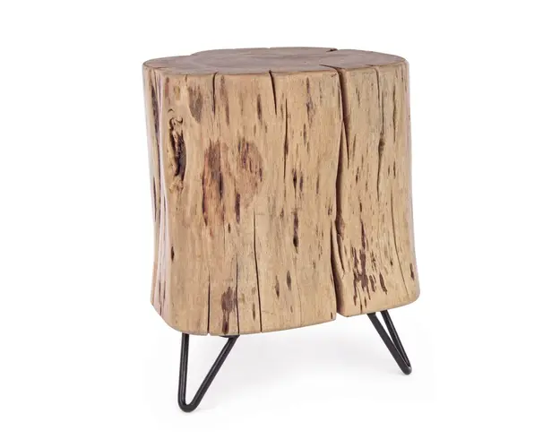 Taburet Artur, Bizzotto, 35x33x41 cm, lemn de salcam/otel, natural