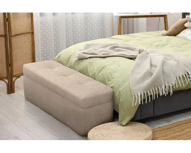 Taburet Bellezza cu lada de depozitare, 124x41x47 cm, Bej sand