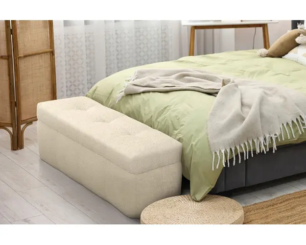 Taburet Bellezza cu lada de depozitare, 124x41x47 cm, Ivory