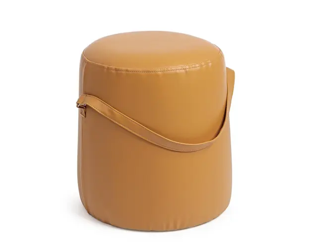 Taburet, Bizzotto, Giona, 36 x 43 cm, piele ecologica/mdf, mustar