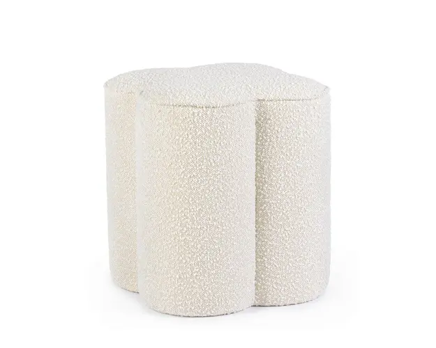 Taburet Cointa, Bizzotto, 40 x 40 x 45 cm, lemn de pin/poliester Boucle, natural