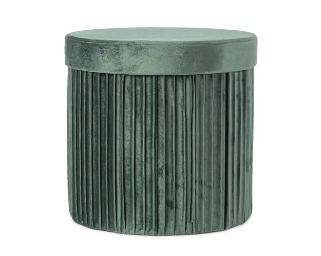 Taburet cu spatiu de depozitare Jocelyn, Bizzotto, 38x38x38 cm, MDF/catifea, verde