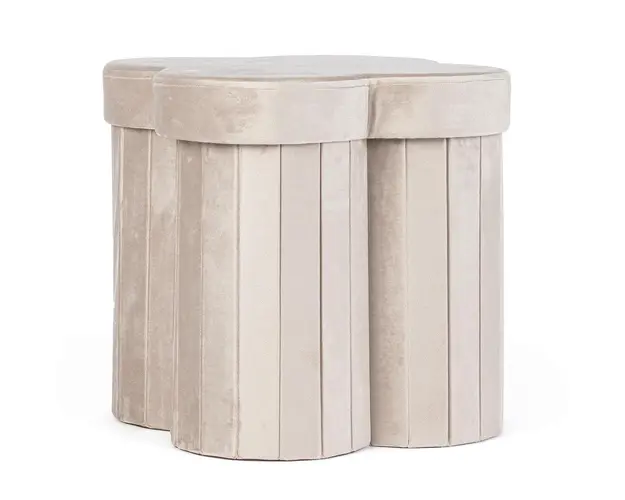 Taburet cu spatiu de depozitare Jocelyn, Bizzotto, 40x40x40 cm, MDF/catifea, bej