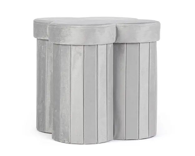 Taburet cu spatiu de depozitare Jocelyn, Bizzotto, 40x40x40 cm, MDF/catifea, gri