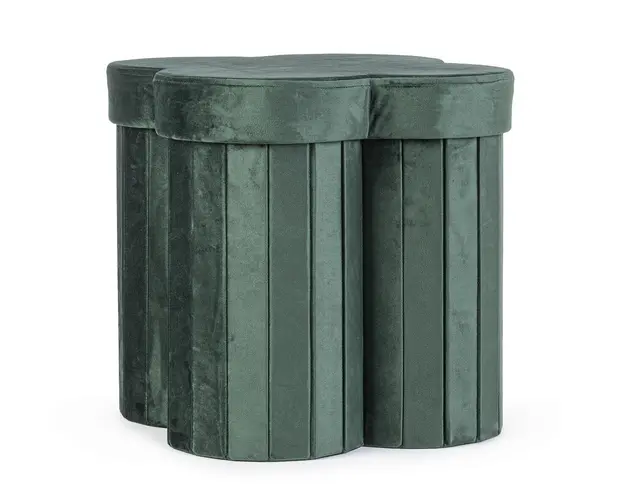 Taburet cu spatiu de depozitare Jocelyn, Bizzotto, 40x40x40 cm, MDF/catifea, verde