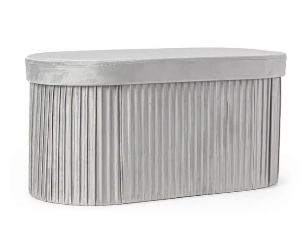 Taburet cu spatiu de depozitare Jocelyn Oval, Bizzotto, 76x38x38 cm, MDF/catifea, gri