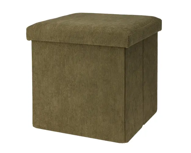 Taburet cu spatiu pentru depozitare Corduroy, Excellent Houseware, 38x38x38 cm, poliester/MDF,