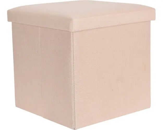 Taburet cu spatiu pentru depozitare, Excellent Houseware, 38x38x38 cm, max 100 kg, poliester 600D, crem
