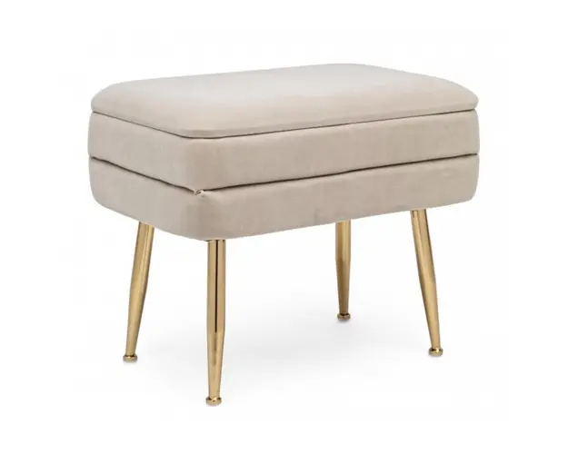 Taburet cu spatiu pentru depozitare, Pavlina, Bizzotto, 50x34.5x42 cm, catifea, bej