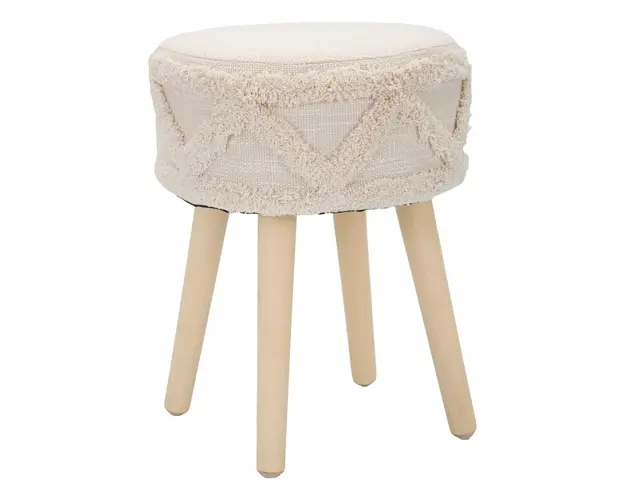 Taburet Damasco Tall, Mauro Ferretti, Ø32 x 41 cm, lemn de pin/bumbac/poliester, natural