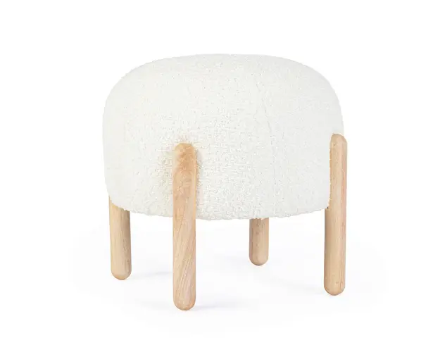 Taburet Dayla, Bizzotto, Ø45 x 38 cm, arbore de cauciuc/poliester Boucle, alb