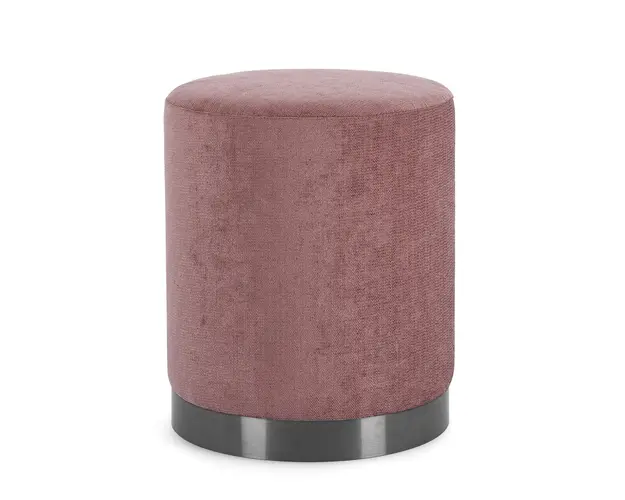 Taburet Ernestine, Bizzotto, Ø 35 x 42 cm, otel/poliester, roz inchis