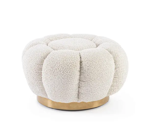 Taburet Florel, Bizzotto, Ø65 x 35 cm, placaj/poliester Boucle, natural