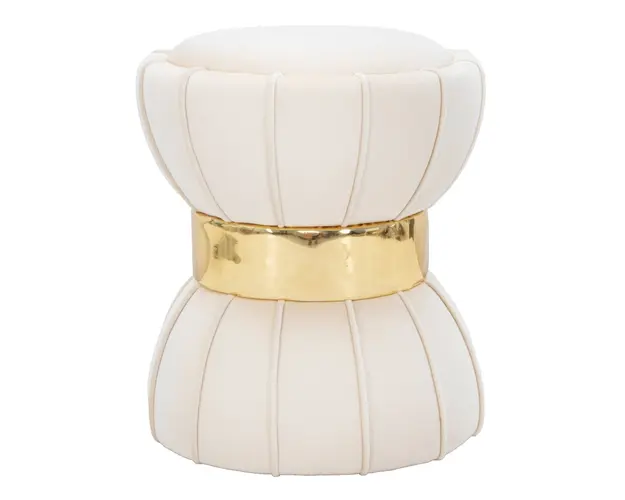 Taburet Flower, Mauro Ferretti, 40x44 cm, catifea, crem