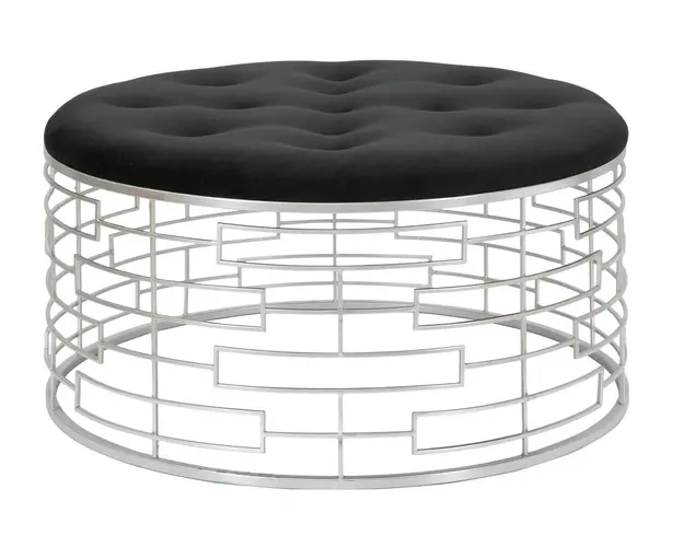 Taburet Ice, Mauro Ferretti, Ø 91.5x47 cm, catifea, argintiu/negru