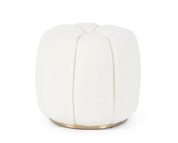 Taburet Karolina, Bizzotto, Ø44 x 39 cm, MDF/placaj/poliester, alb