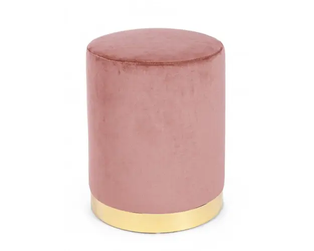 Taburet, Lucilla, Bizzotto, Ø35x40 cm, catifea, roz antic