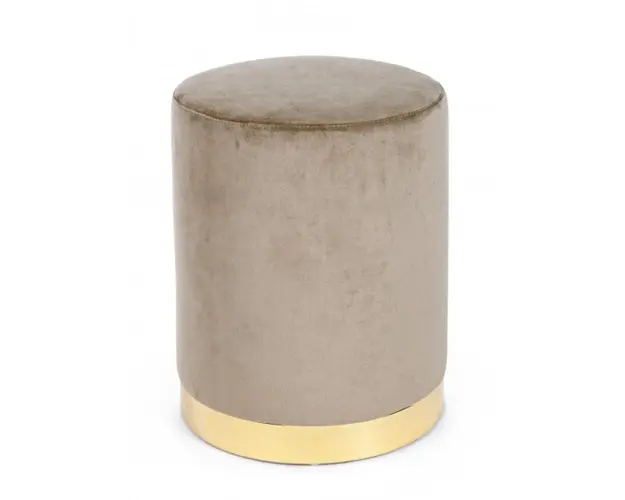 Taburet, Lucilla, Bizzotto, 35x40 cm, lemn de pin/catifea, grej