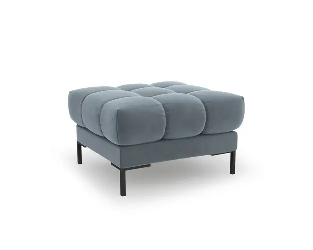 Taburet, Mamaia, Micadoni Home, BL, 60x60x41 cm, catifea, albastru deschis